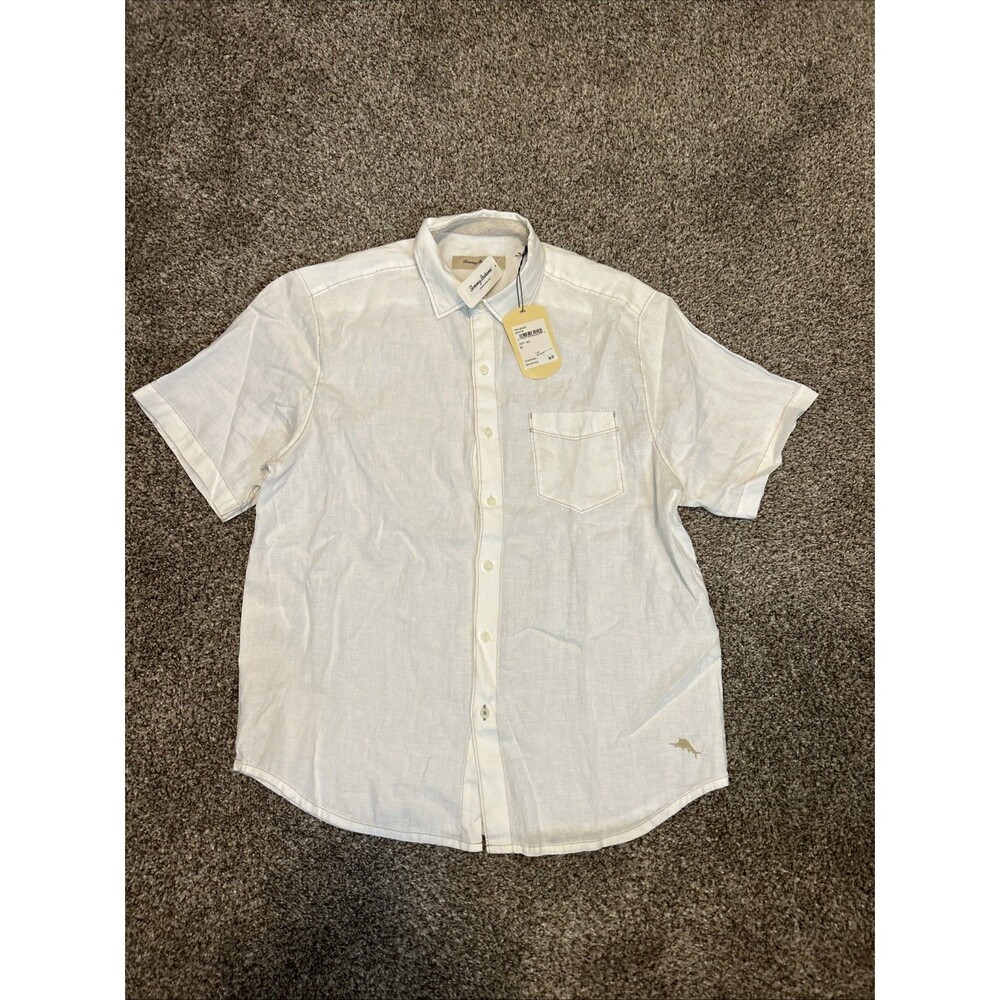 Tommy Bahama TB310649R Linen Party Breezer Button Up Shirt S/S White Size M